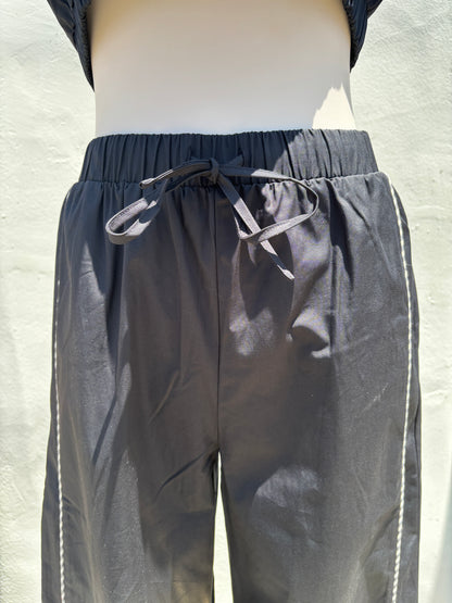 Black/cream Stripe Wide Leg Pant-SyBo