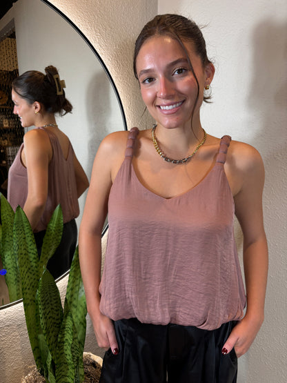 Bubble Hem Strap Accent Tank Top