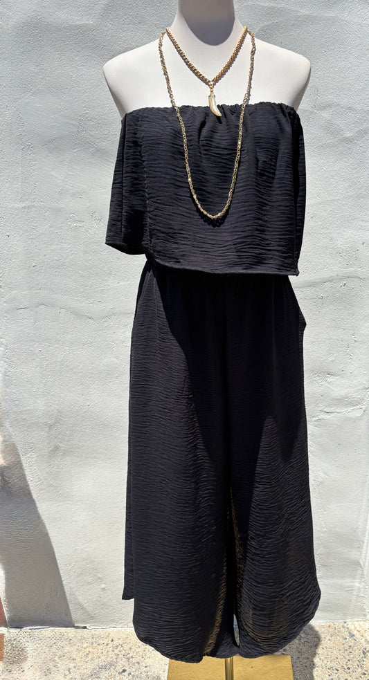 Black Strapless Jumpsuit- Ty
