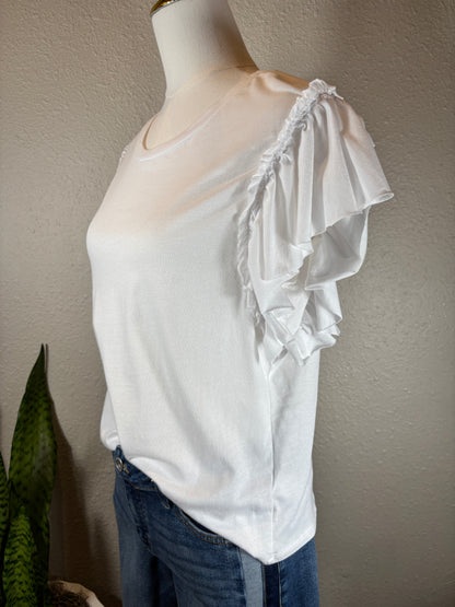 Ruffle Shoulder Sleeveless Top