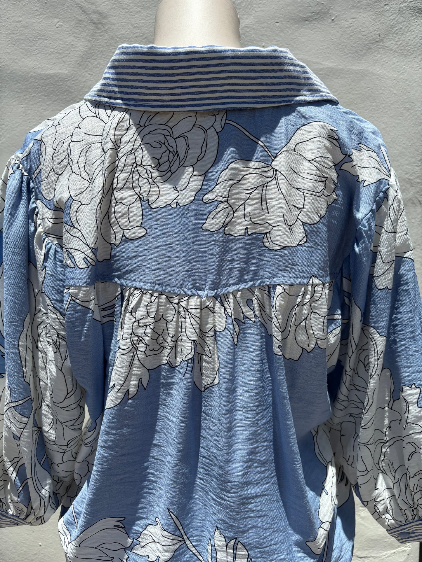 Floral Blue Mix Button Down Shirt-Gi