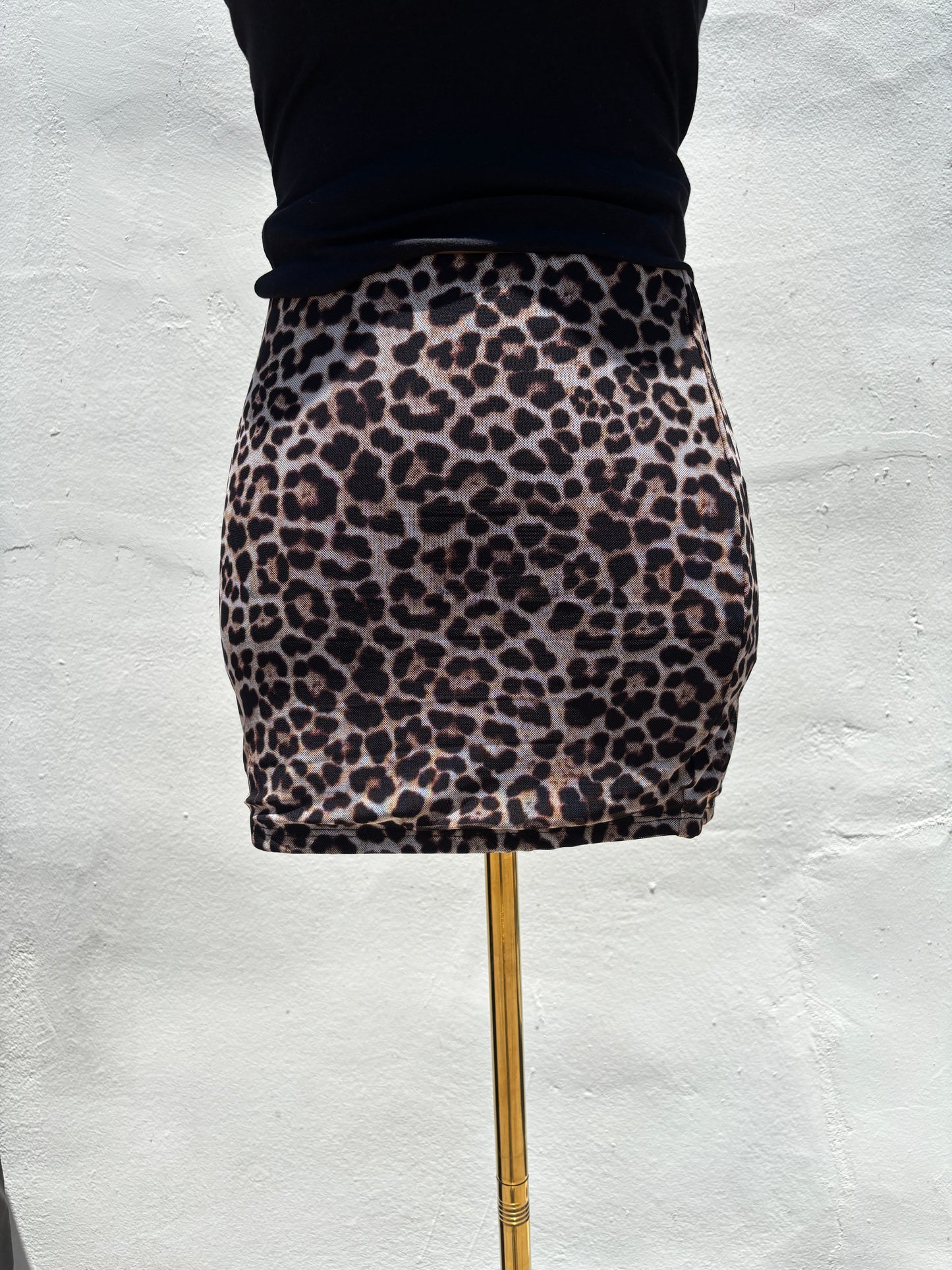 Mini Mesh Leapard Skirt-Mrose