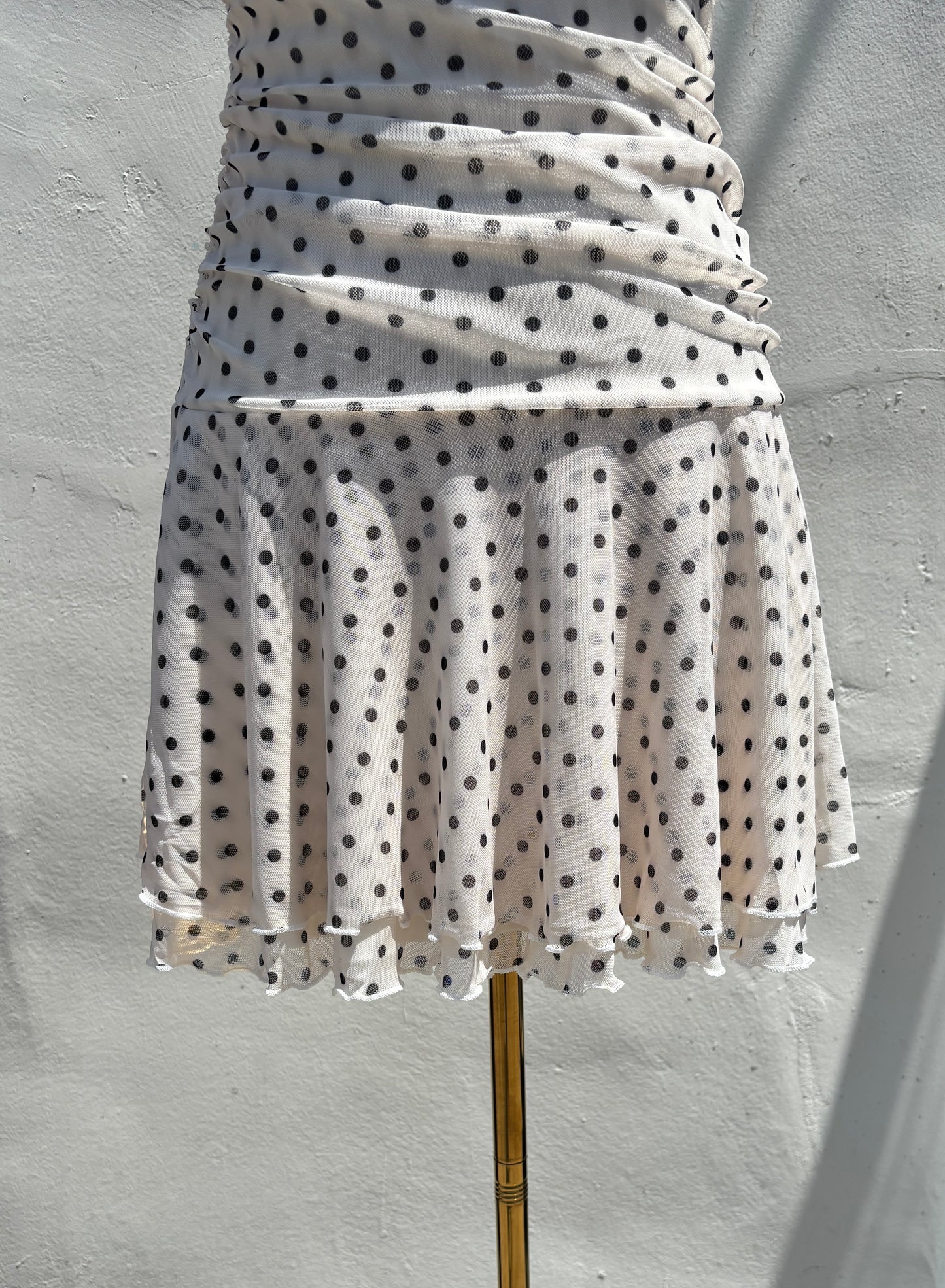 Poka Dot V-Neck Mini Dress-Hrt