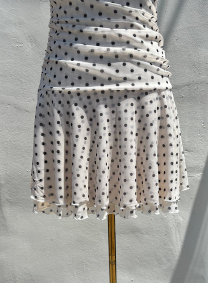 Poka Dot V-Neck Mini Dress-Hrt