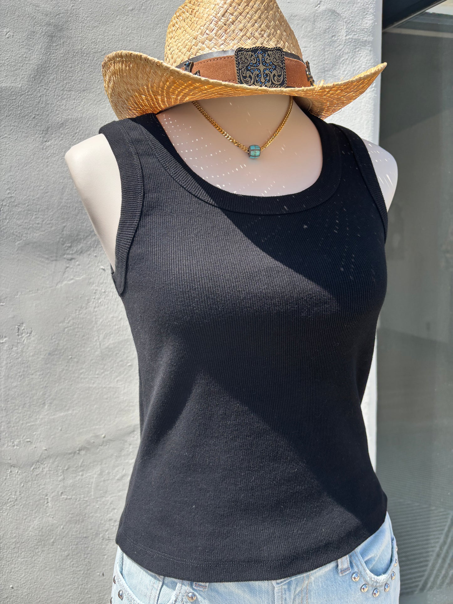 Deep Scoop Neck Sleeveless Tank Top