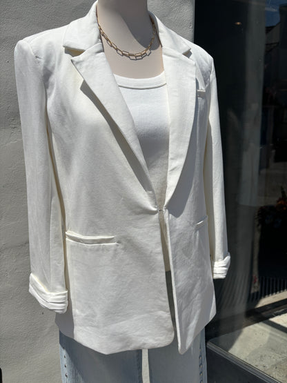 Solid Open Blazer-Elli