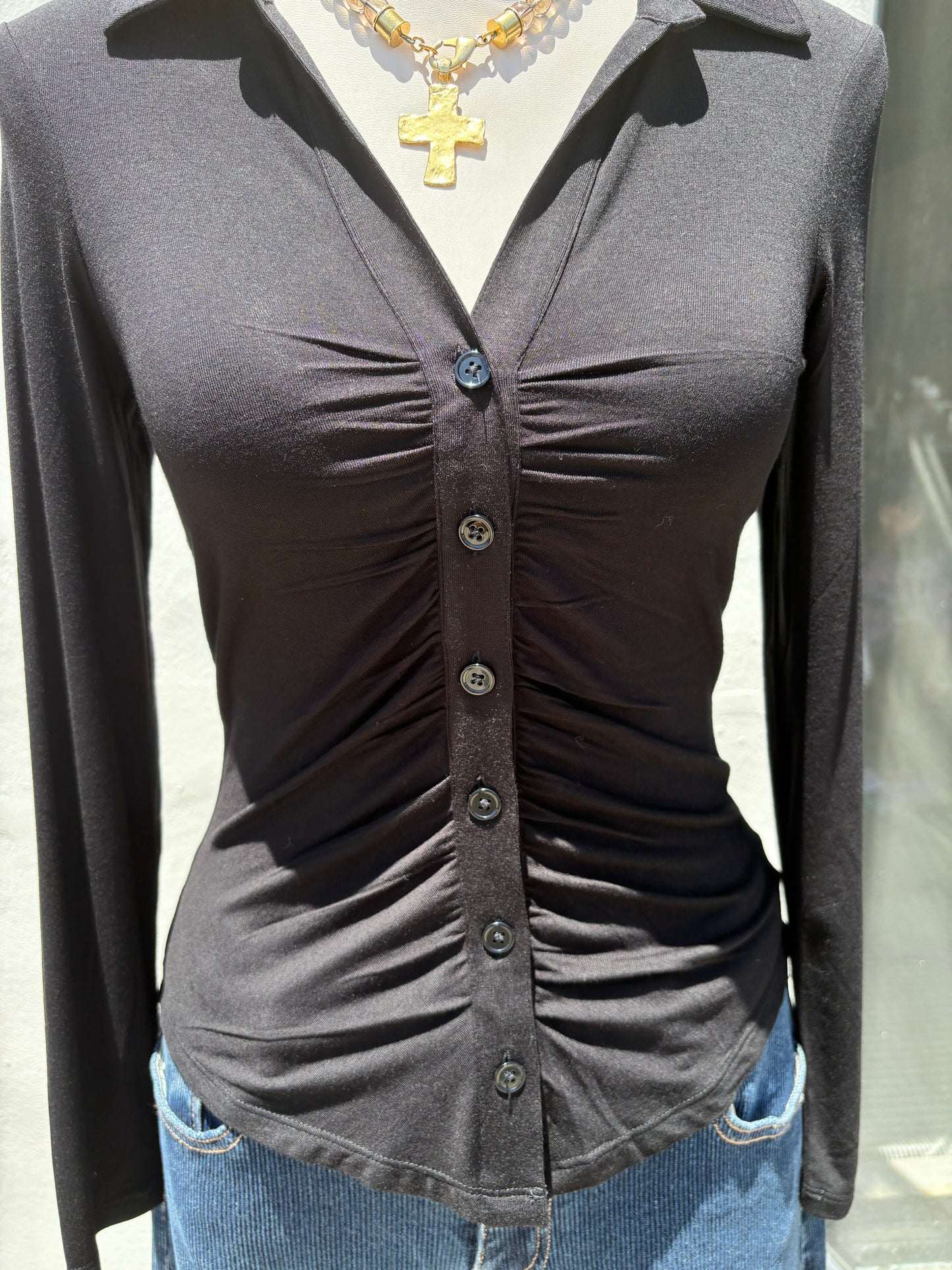 Dream Girl Button Up Black Top