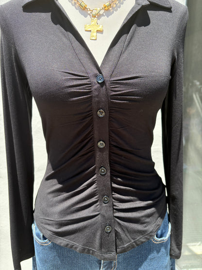 Dream Girl Button Up Black Top