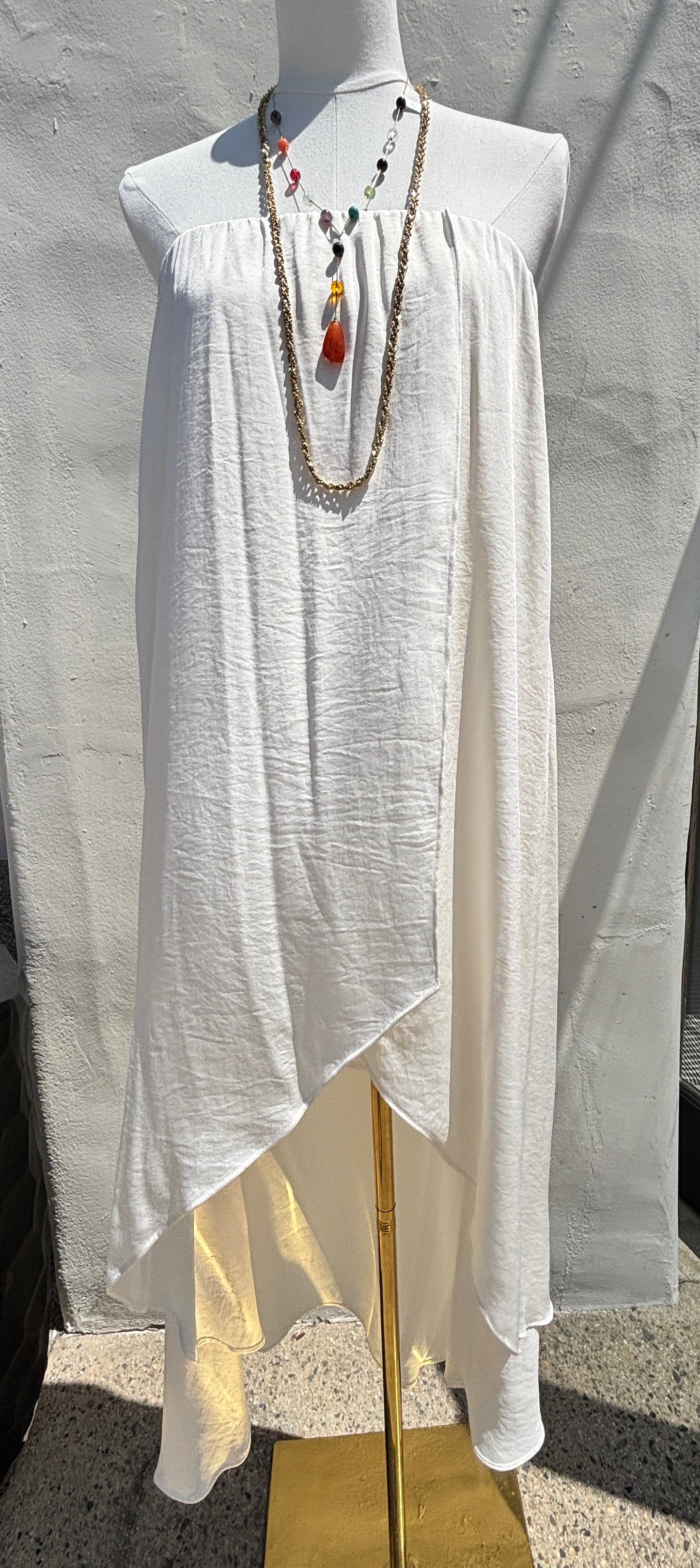 High Low Ivory Silk Dress-Ty
