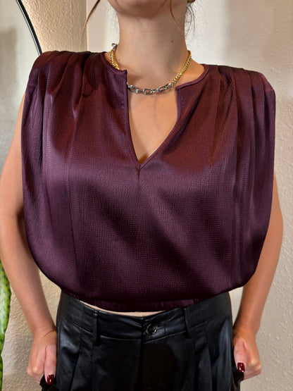 Boxy Top with Pleat Detail on Shoulderss