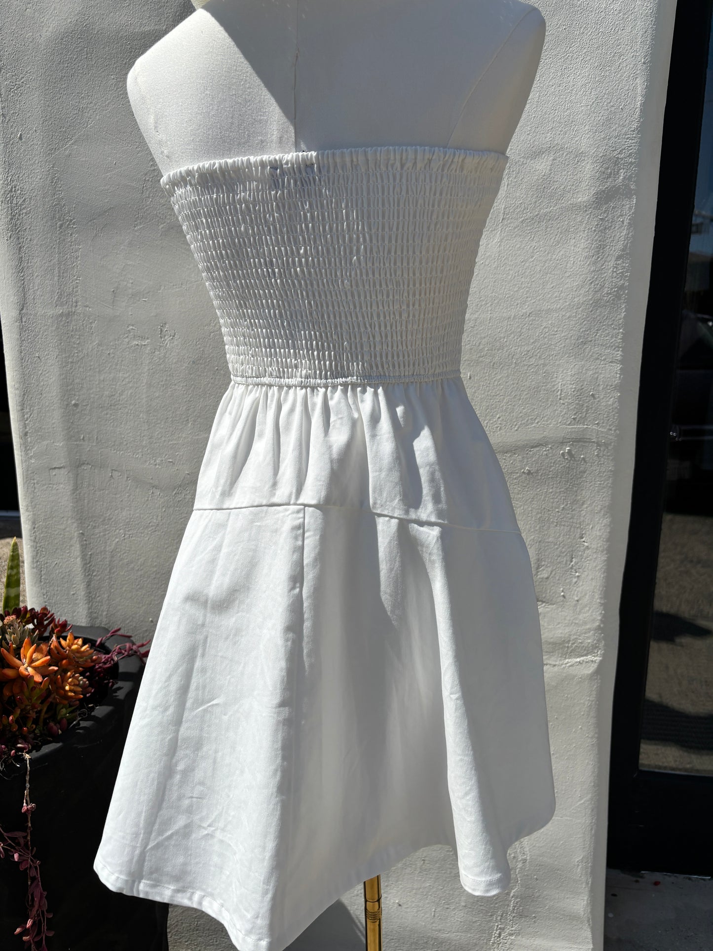 Off White Tube Button Down Mini Dress- AAK