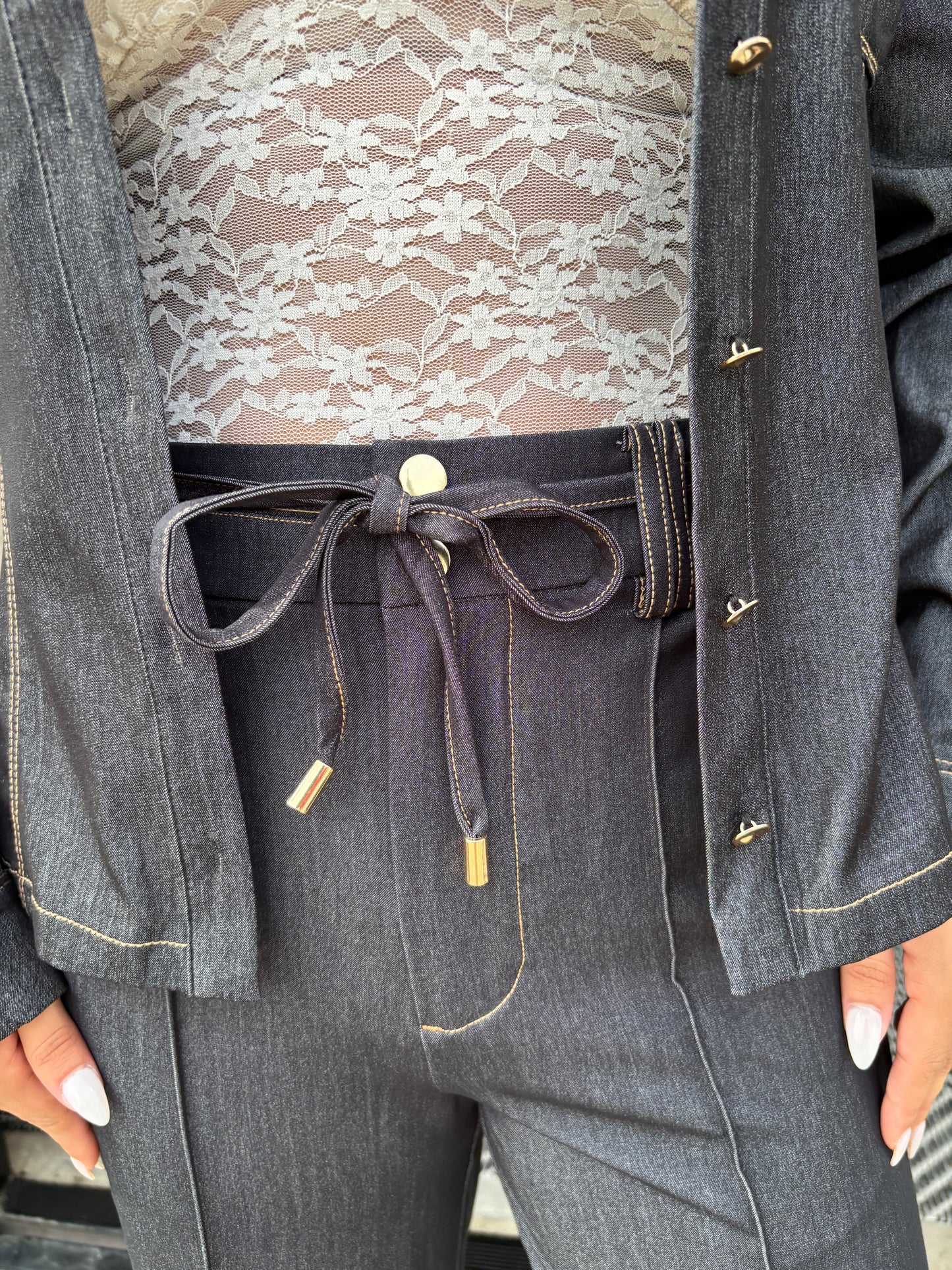 Black Denim Wide Leg Pants-LT