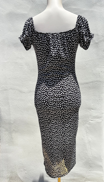 Black/white Capsleeve Dress-Mrose