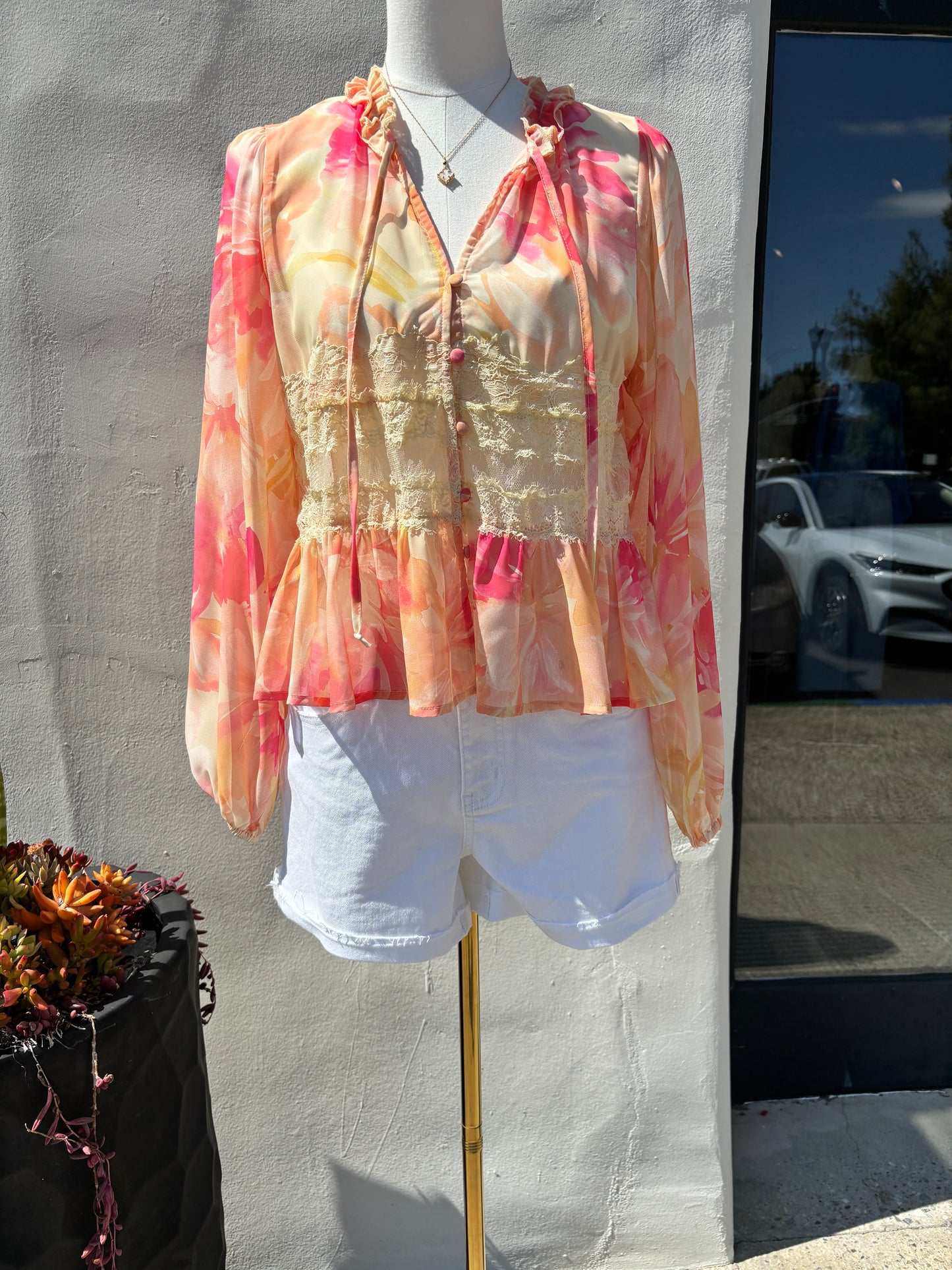 Floral De Sol Coral Top