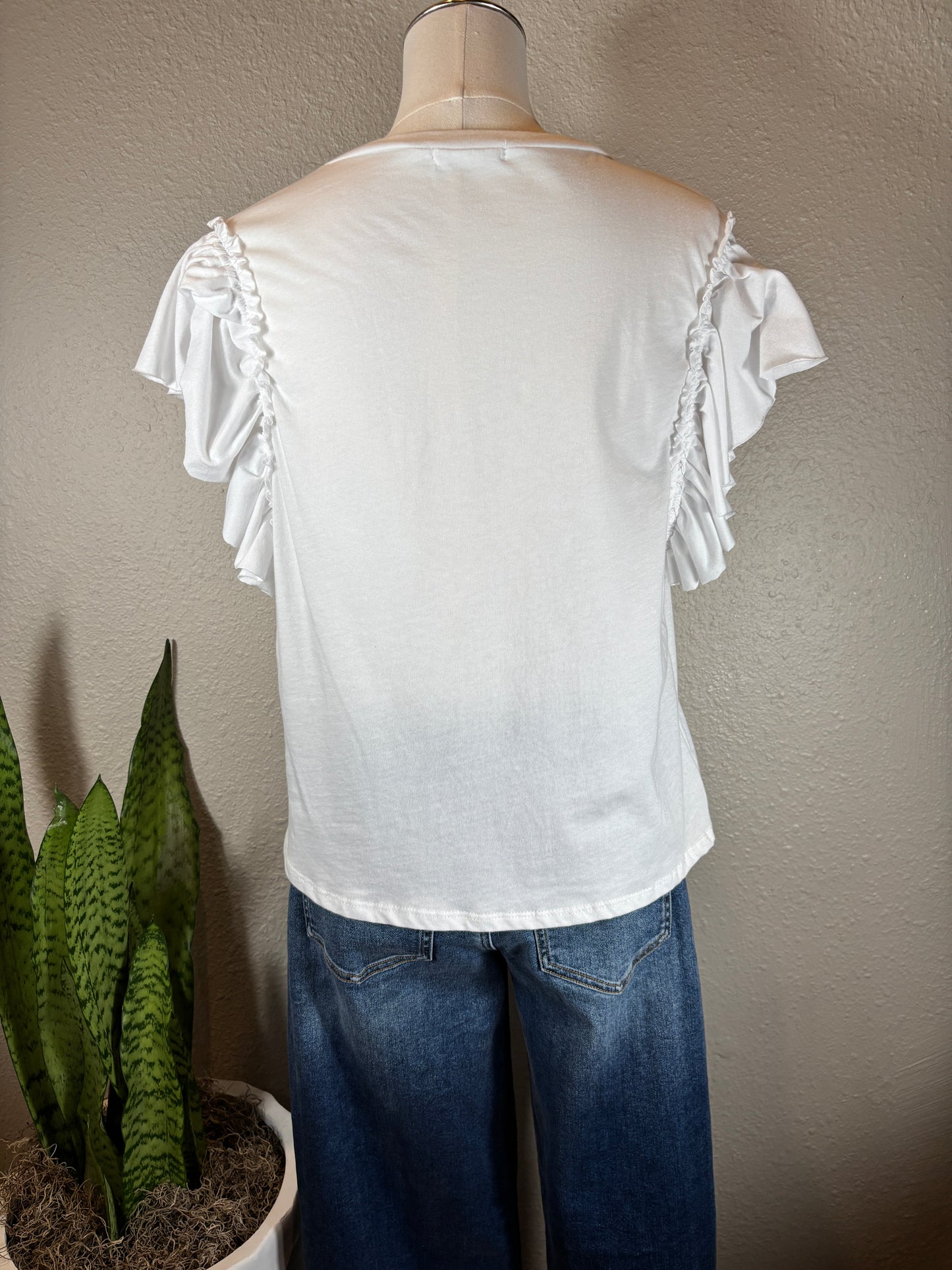 Ruffle Shoulder Sleeveless Top