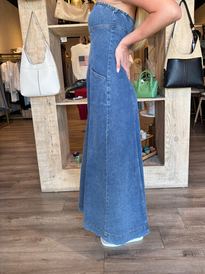 Denim  Strapless Maxi Dress
