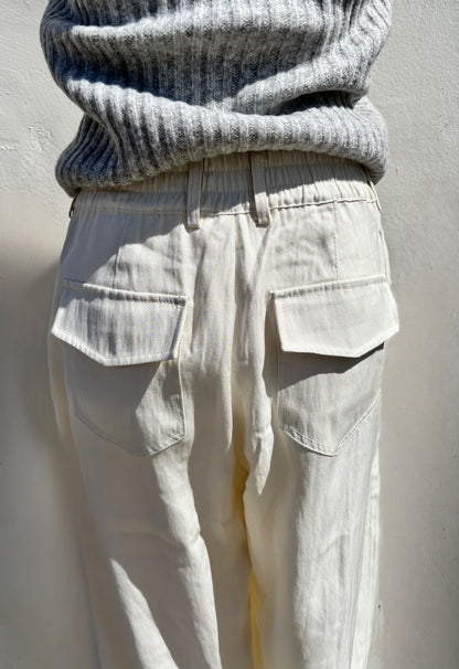 Ivory Linen Barrel Trouser-ml