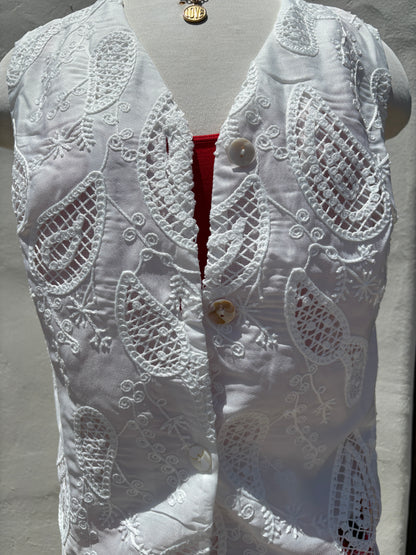 Embroidered Vest Off White -Elli