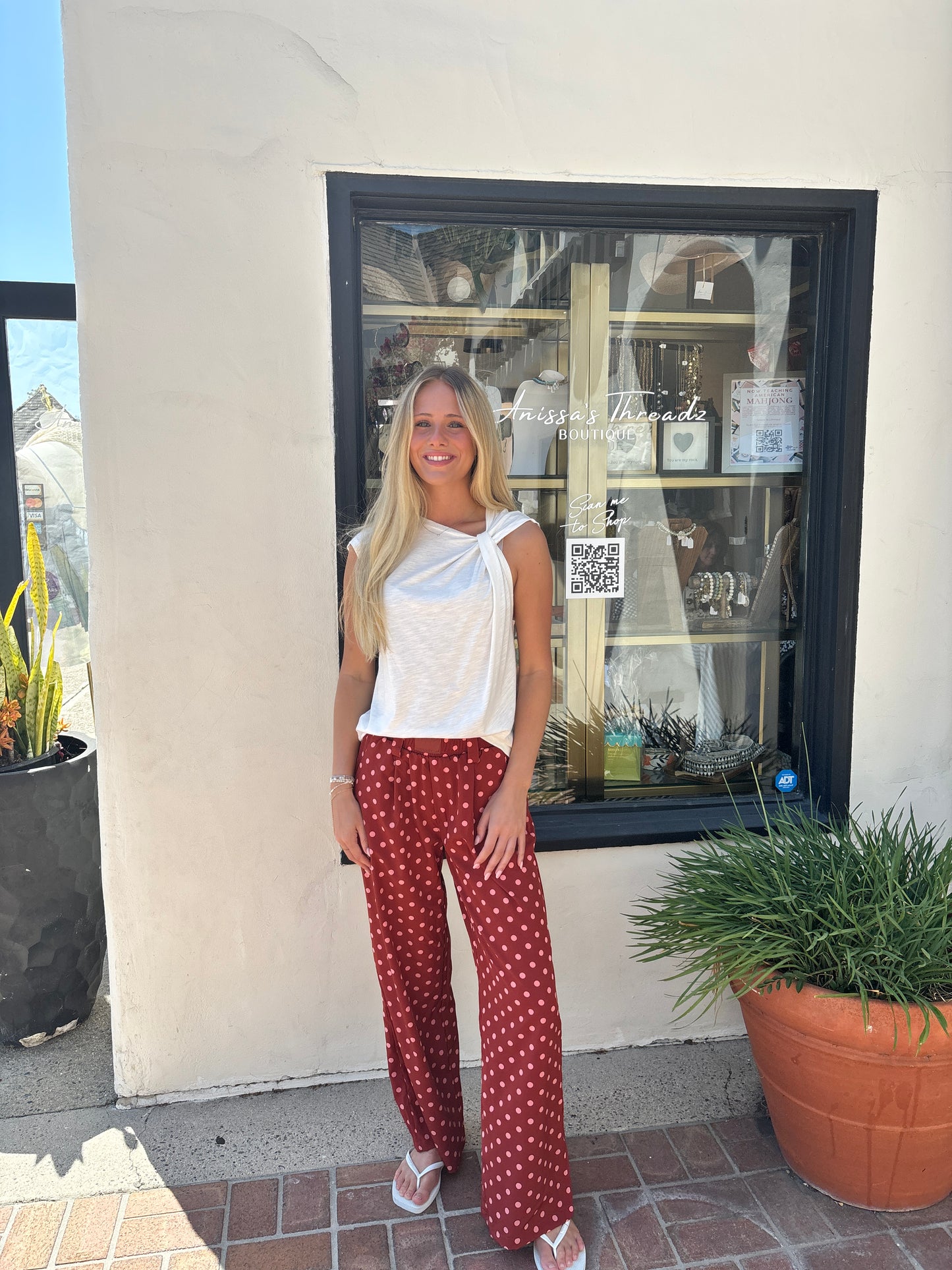 Red PokaDot Silk Pant-Poem