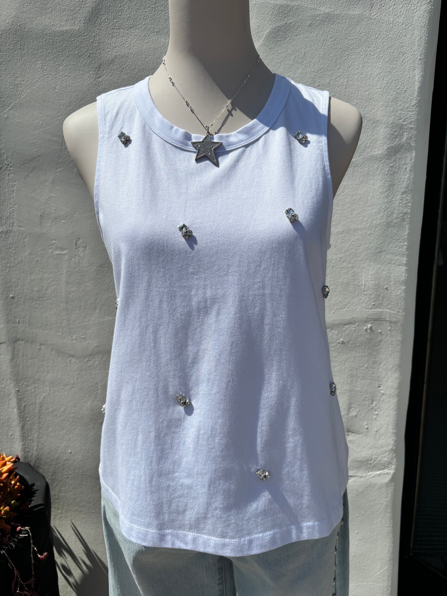 Campari Embellished  White Tank-Sanc