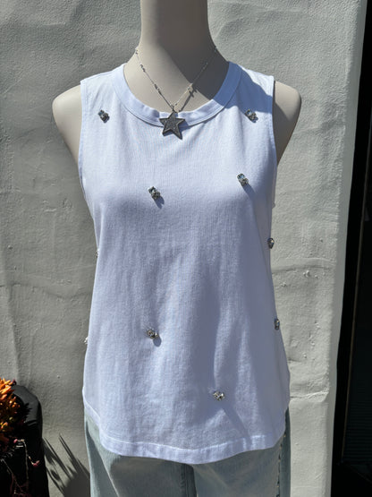 Campari Embellished  White Tank-Sanc