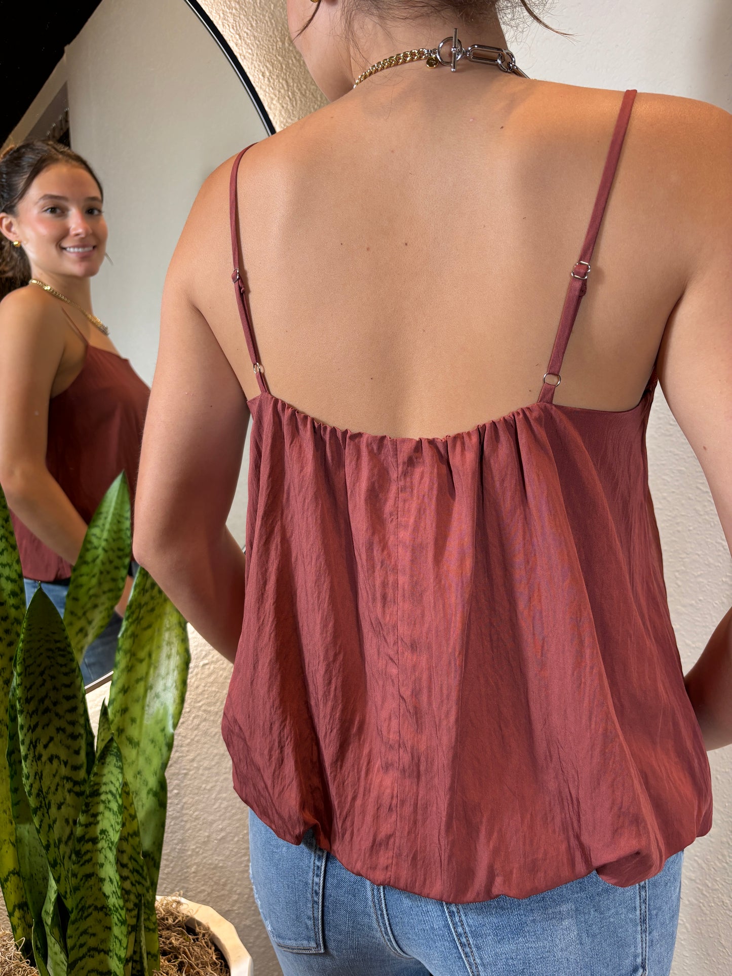 Billowy Cami Top with Bubble Hem