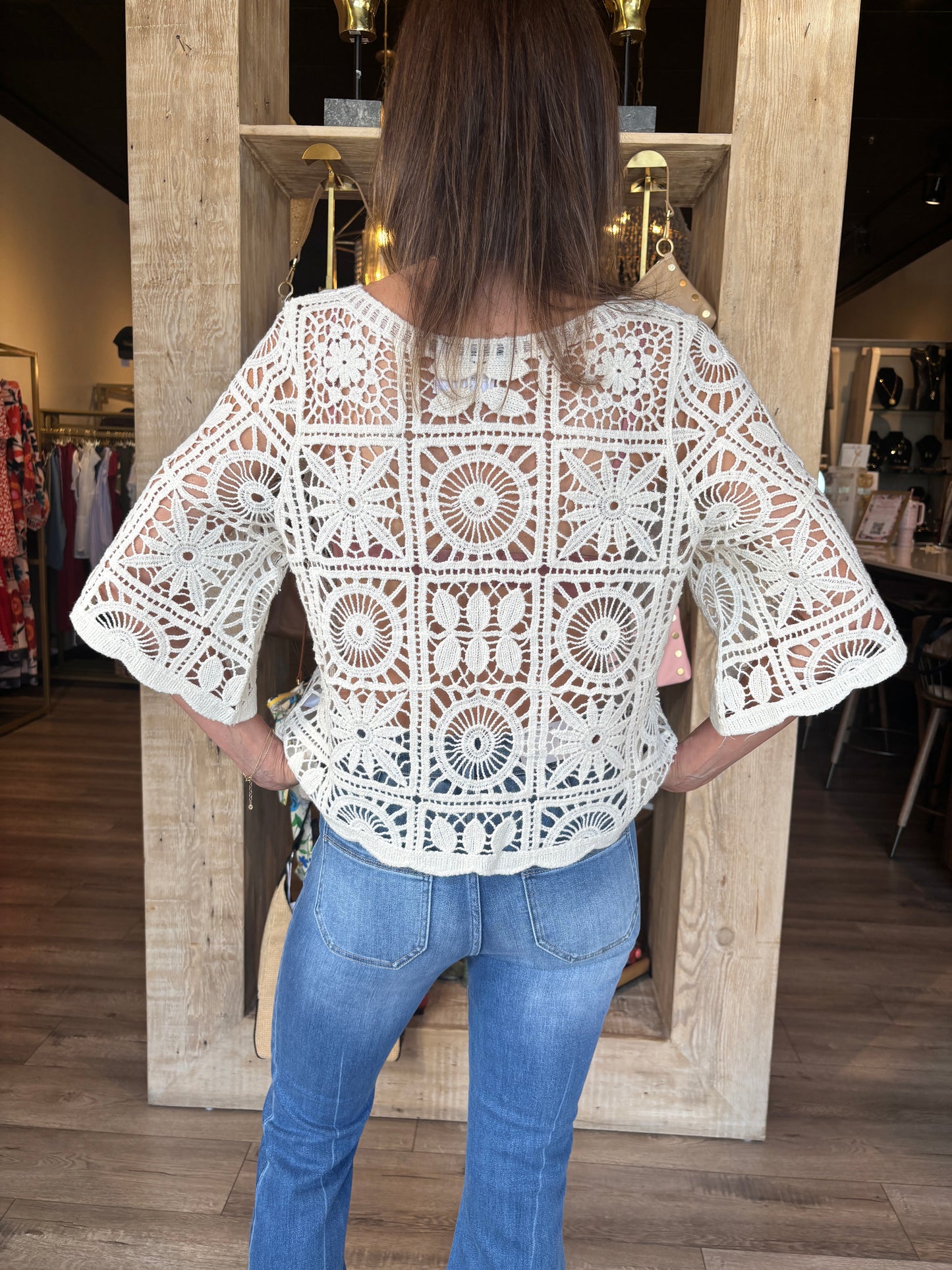 Beige Crochet Top - OS