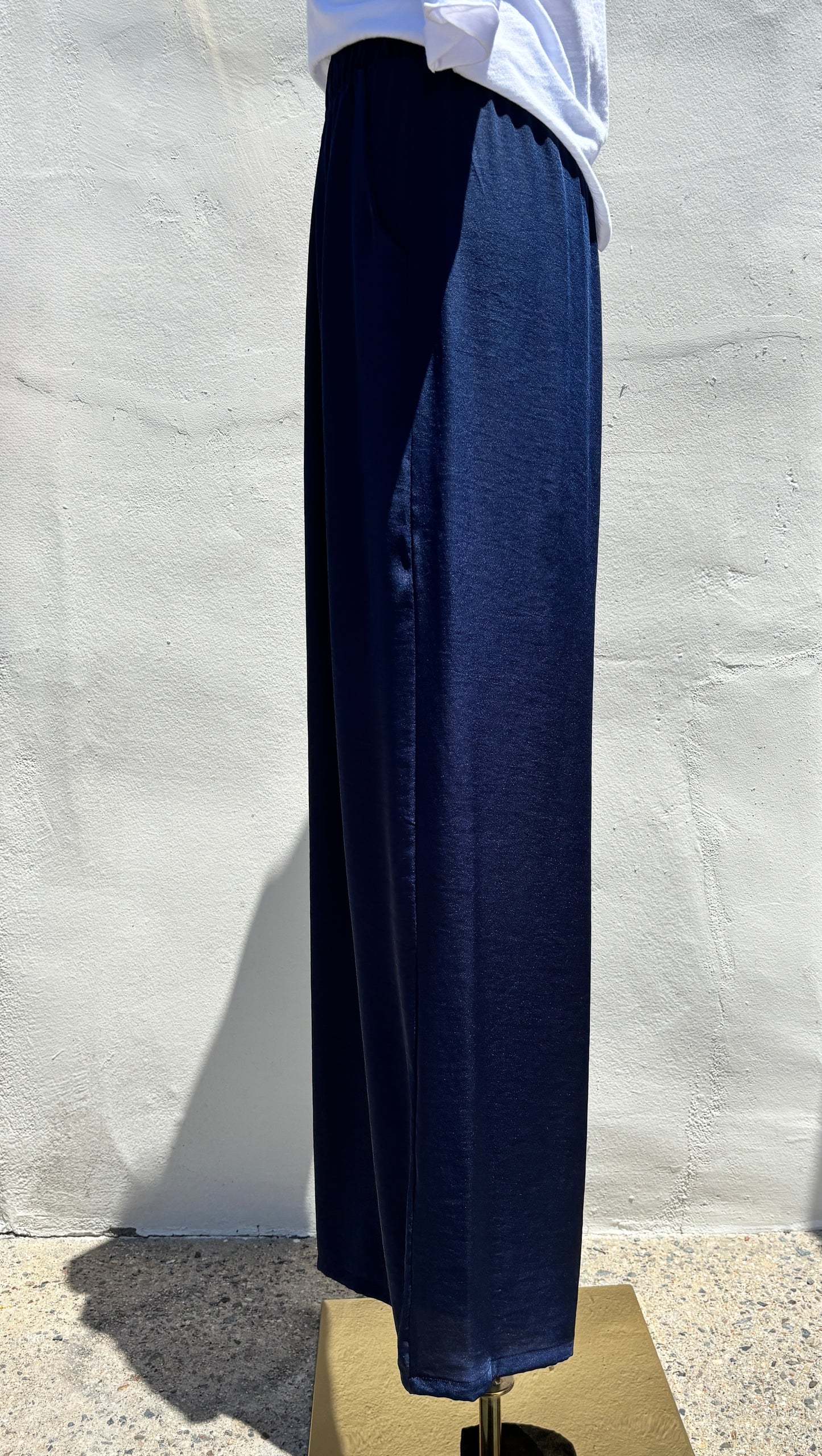 Poly Silk Navy Pants-Ty