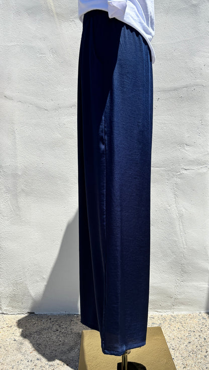 Poly Silk Navy Pants-Ty