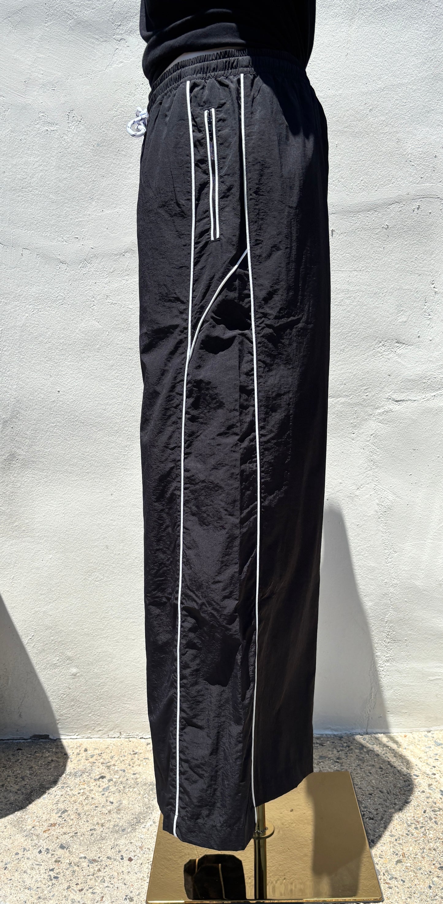 Nylon Track Pants Wide Leg
