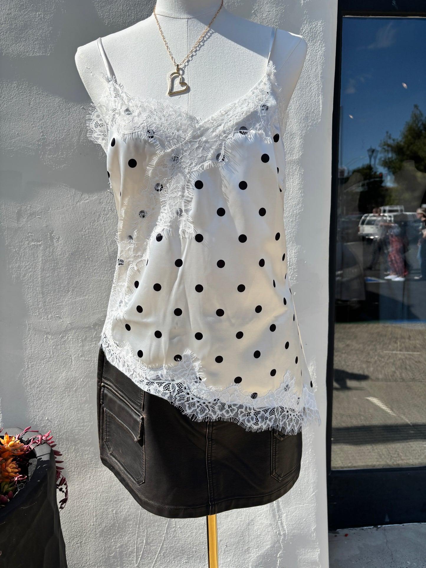 Polkdot Lace cream/black Cami-Elli