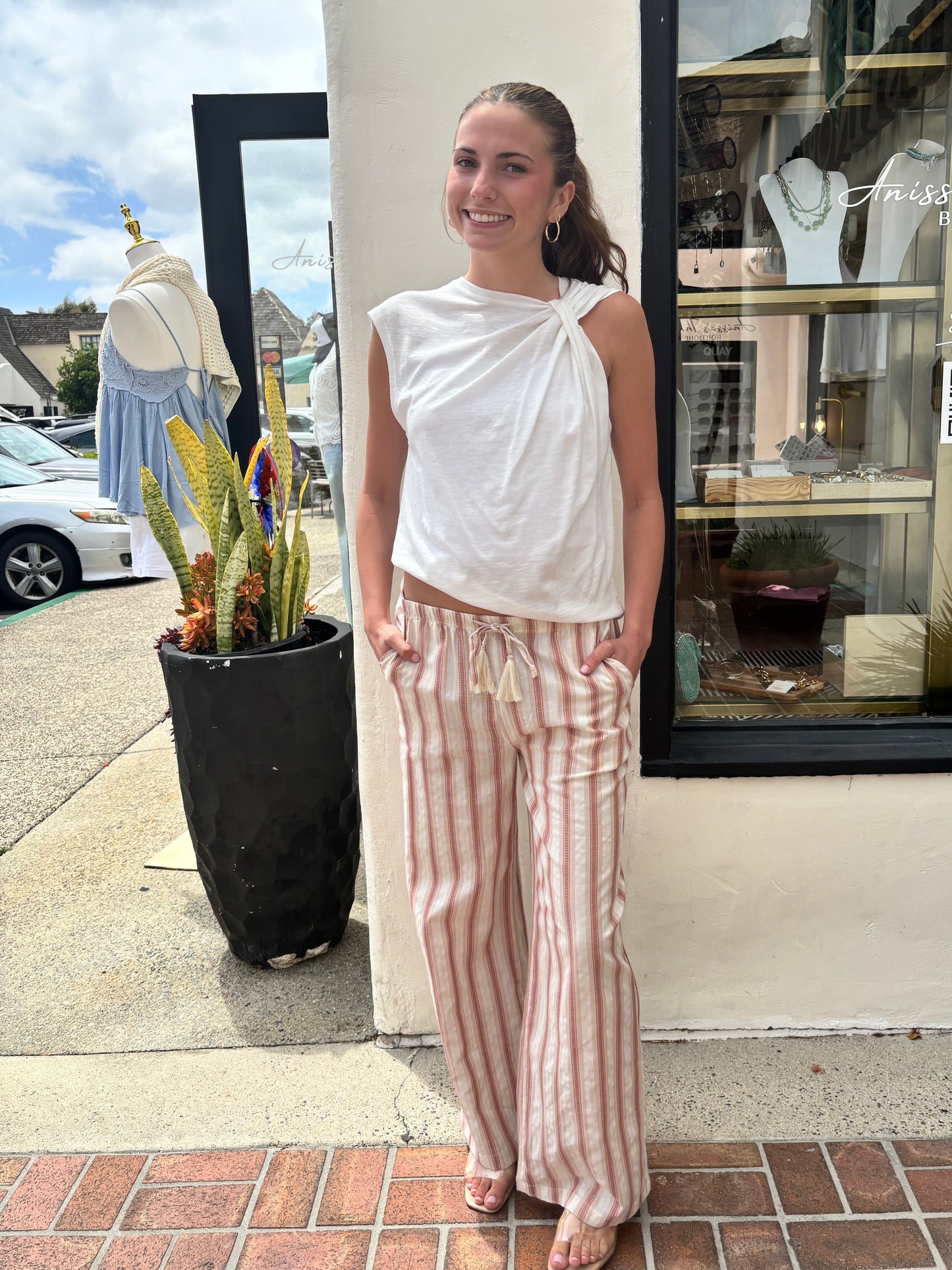 Strip Pant w/Drawstring-Poem