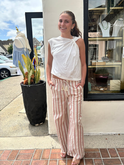 Strip Pant w/Drawstring-Poem