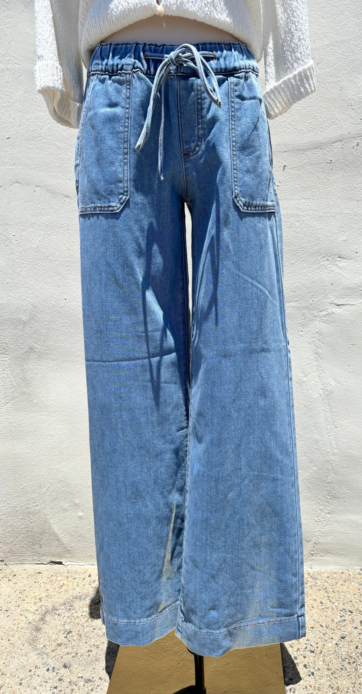 Denim Utility Pocket w/ Tied Waistband Pant-JBD