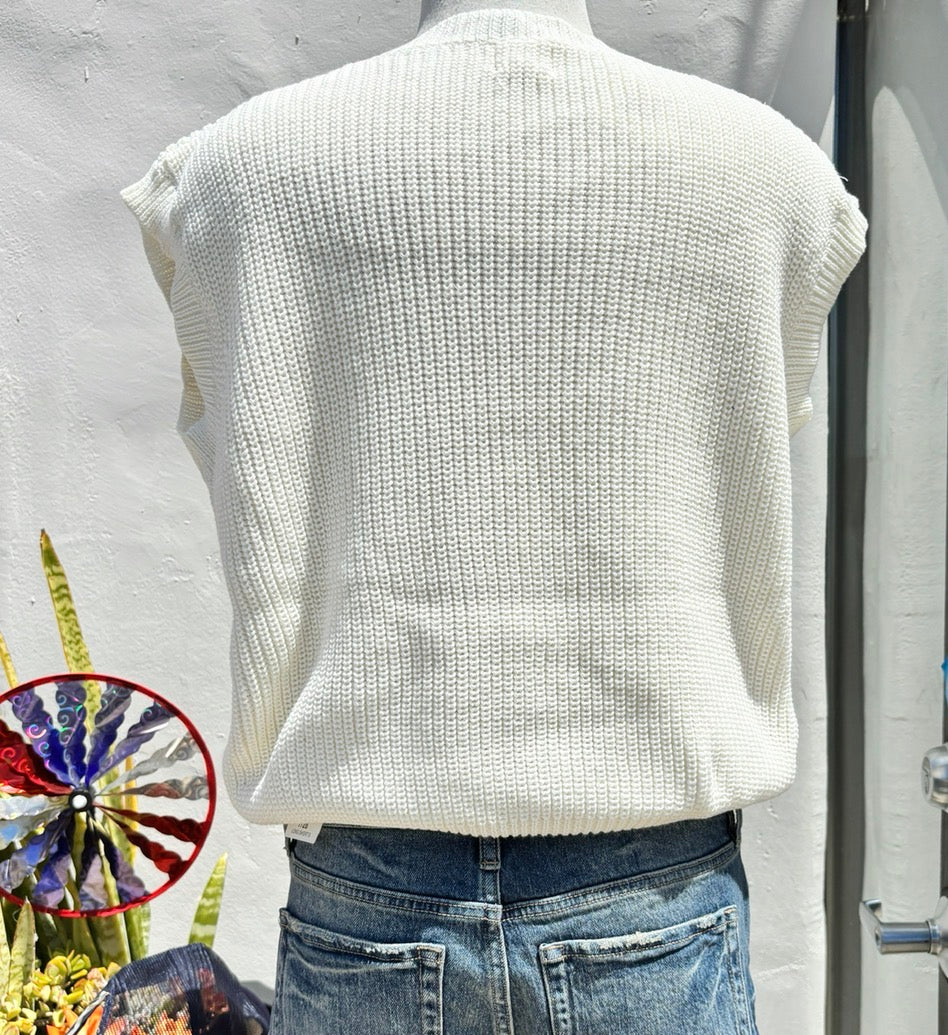 Sequin US Flag Vest- Off White-Dream