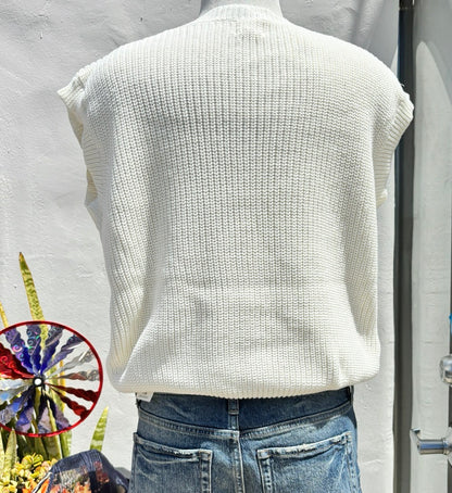 Sequin US Flag Vest- Off White-Dream