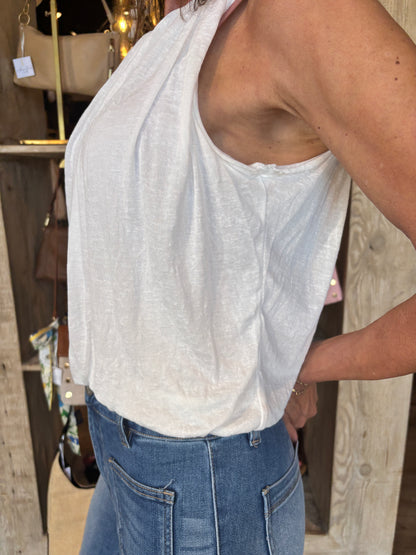 Knit Layered Off White Tank