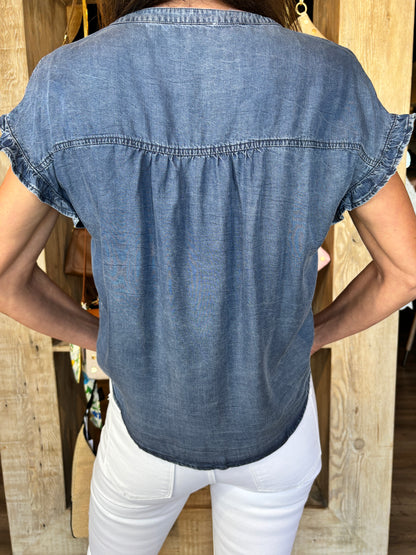 Short Sleeve w/Smocked Button Down Shirt