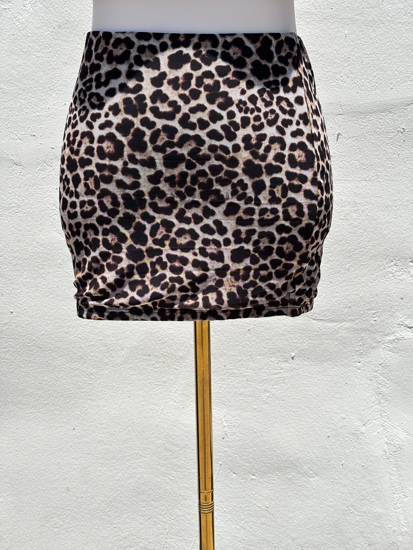 Mini Mesh Leapard Skirt-Mrose