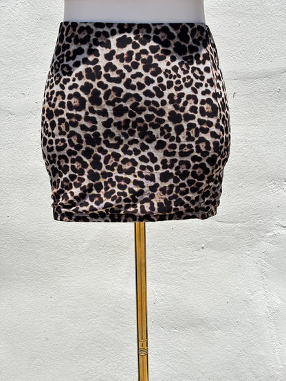 Mini Mesh Leapard Skirt-Mrose