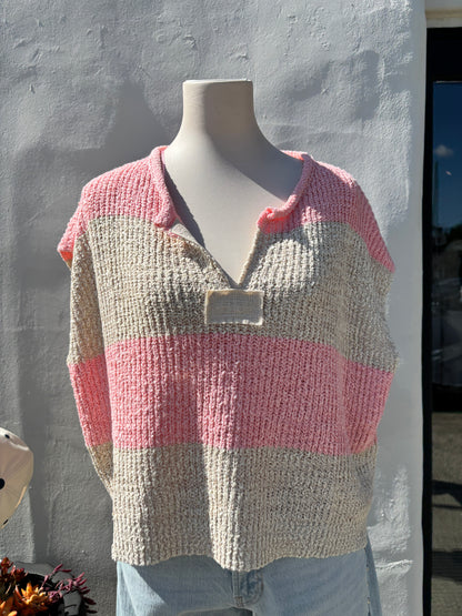 Strip Bubblegum/Oatmeal Sweater-Illa