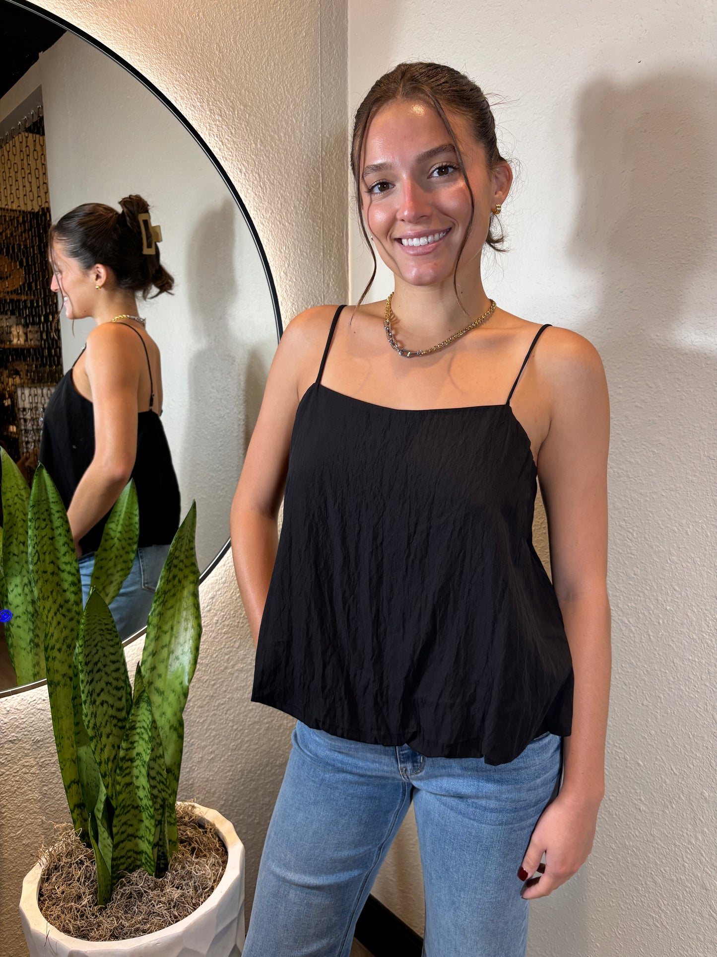 Billowy Cami Top with Bubble Hem