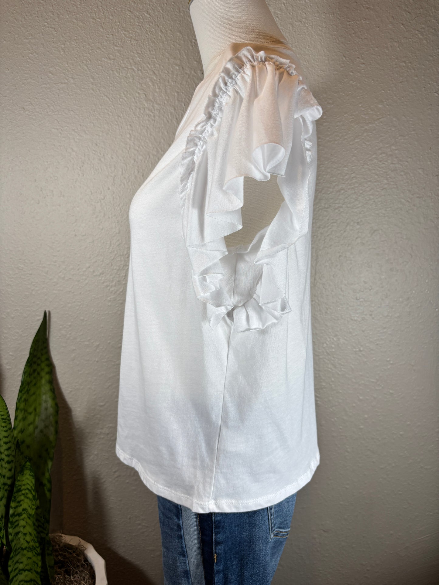 Ruffle Shoulder Sleeveless Top