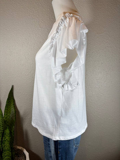 Ruffle Shoulder Sleeveless Top