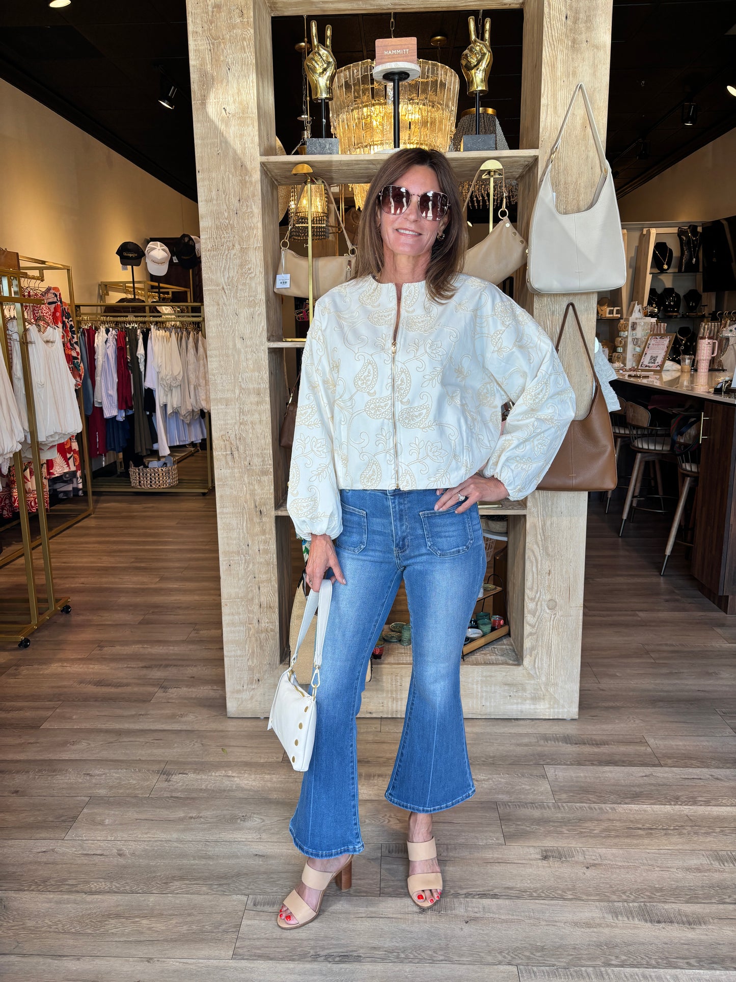 Ivory Embroidery Zip Jacket