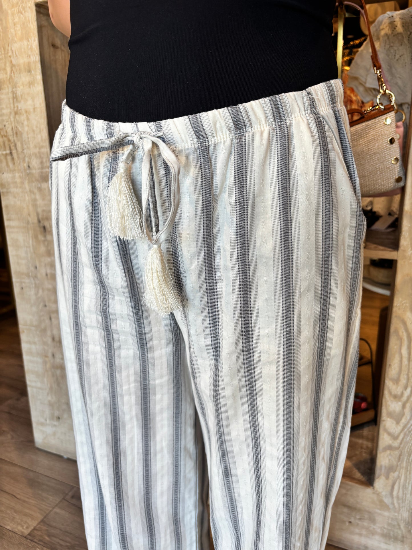 Strip Pant w/Drawstring-Poem