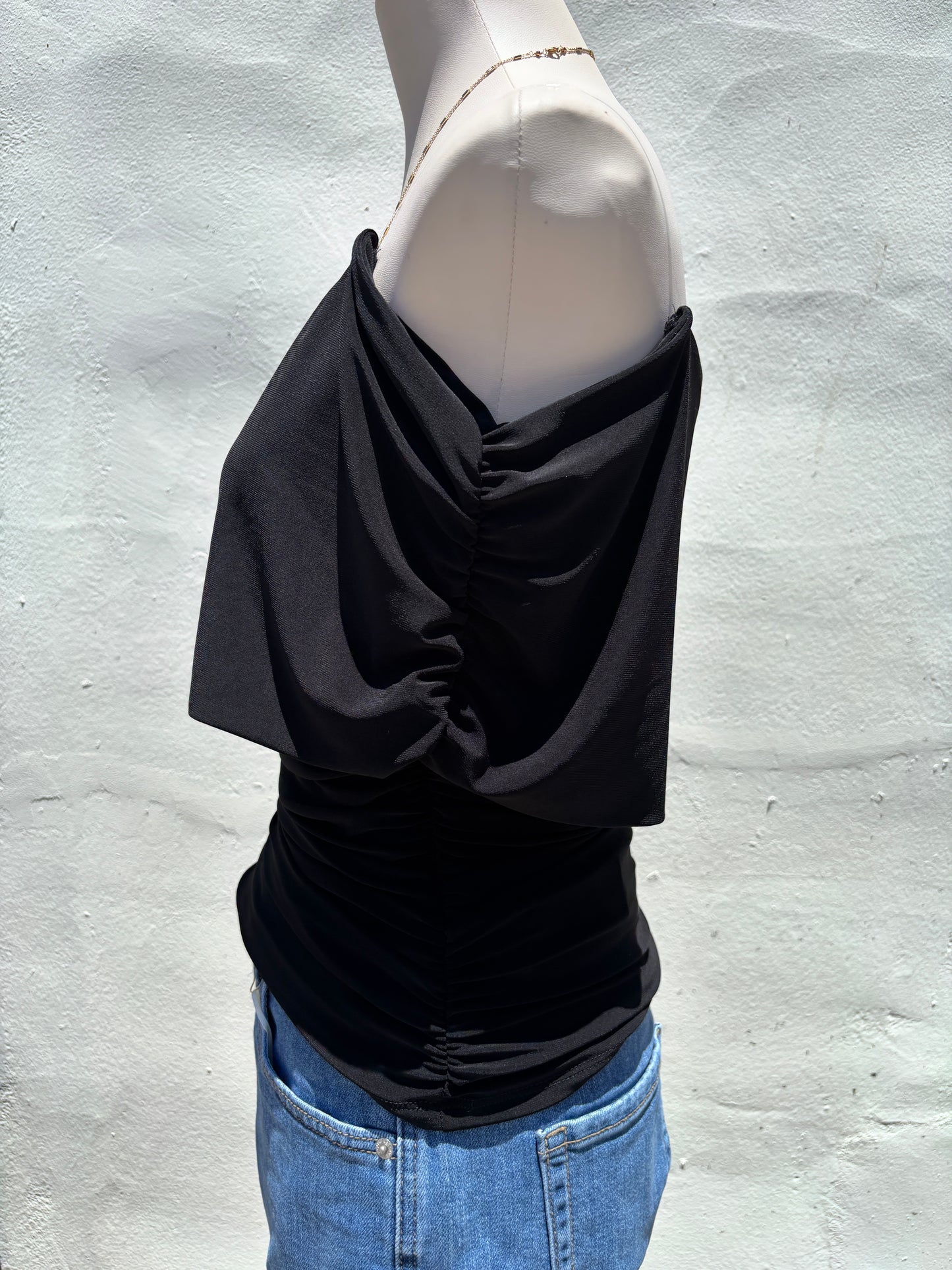 Off Shoulder Black Top-Mrose
