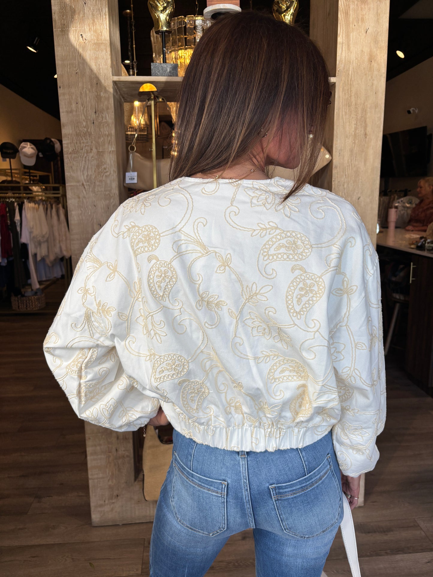 Ivory Embroidery Zip Jacket