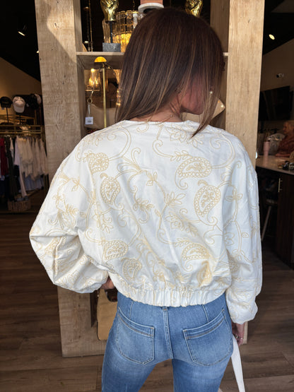 Ivory Embroidery Zip Jacket