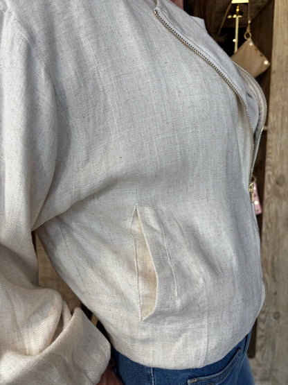 Oatmeal  Zip Bomber Jacket